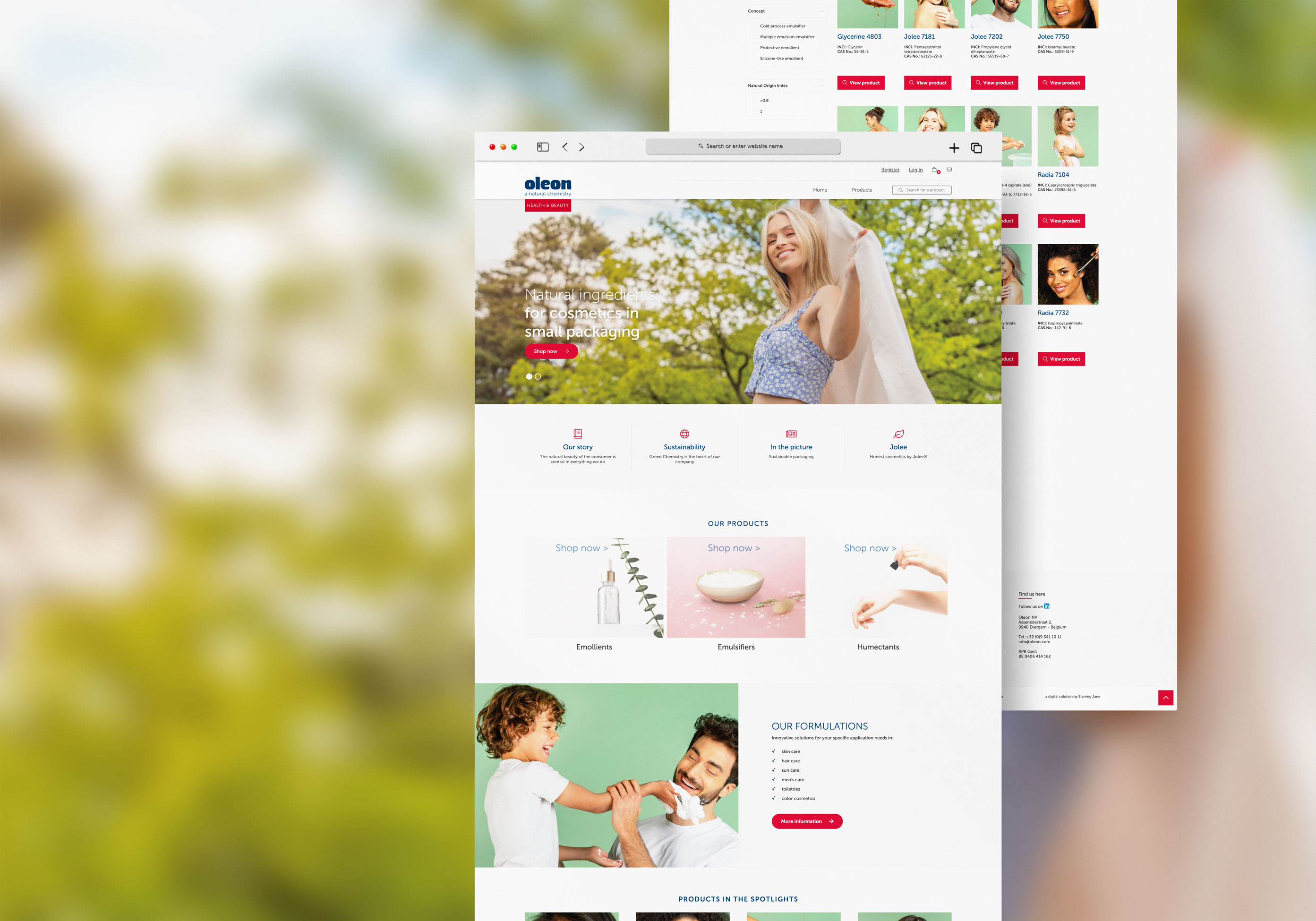 Oleon health & beauty web design development